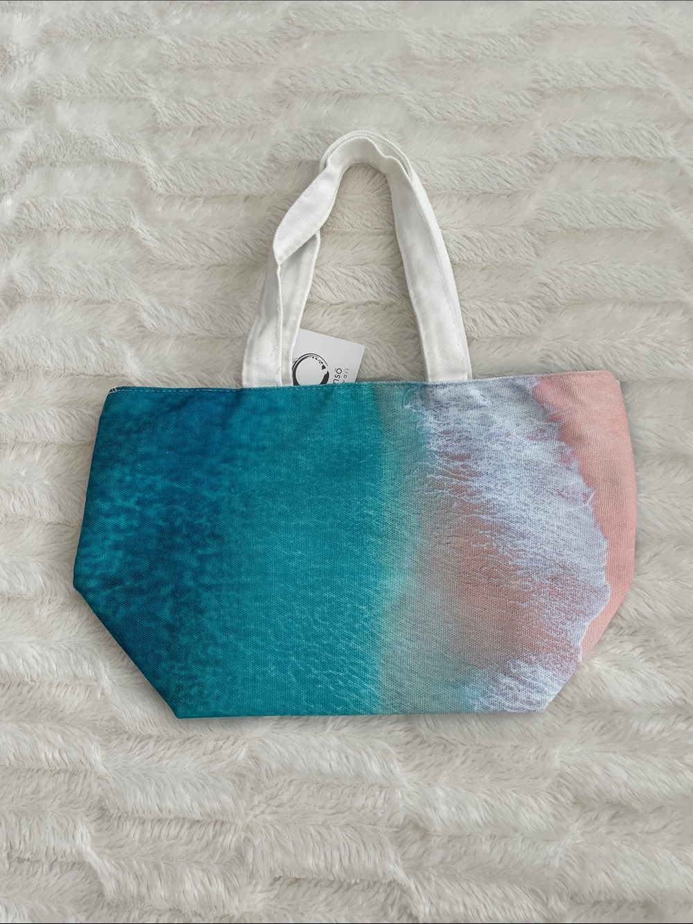 Coastal Gradient Canvas Tote Bag in Teal & Pink